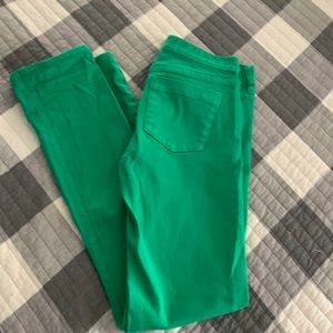 J crew stretch green matchstick skinny jeans sz 26